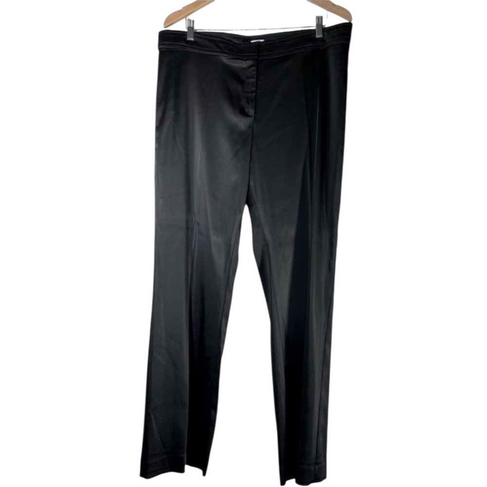 Cache size 14 black satin wide leg dress pants high waisted zip front